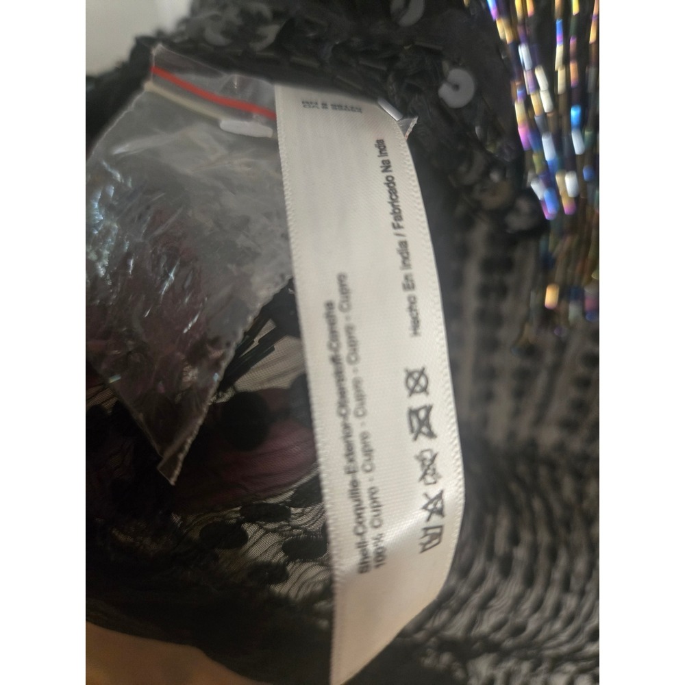 Free People Black Beaded Sequin High Low Tank Top Iridescent Bugle Beads Large - Picture 3 of 4